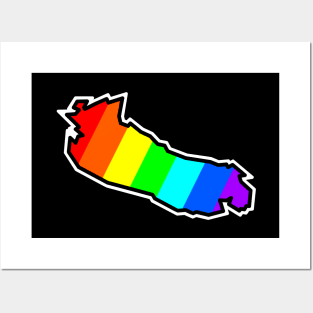 Gabriola Island Silhouette in Rainbow Pattern - Colourful Colours - Gabriola Island Posters and Art